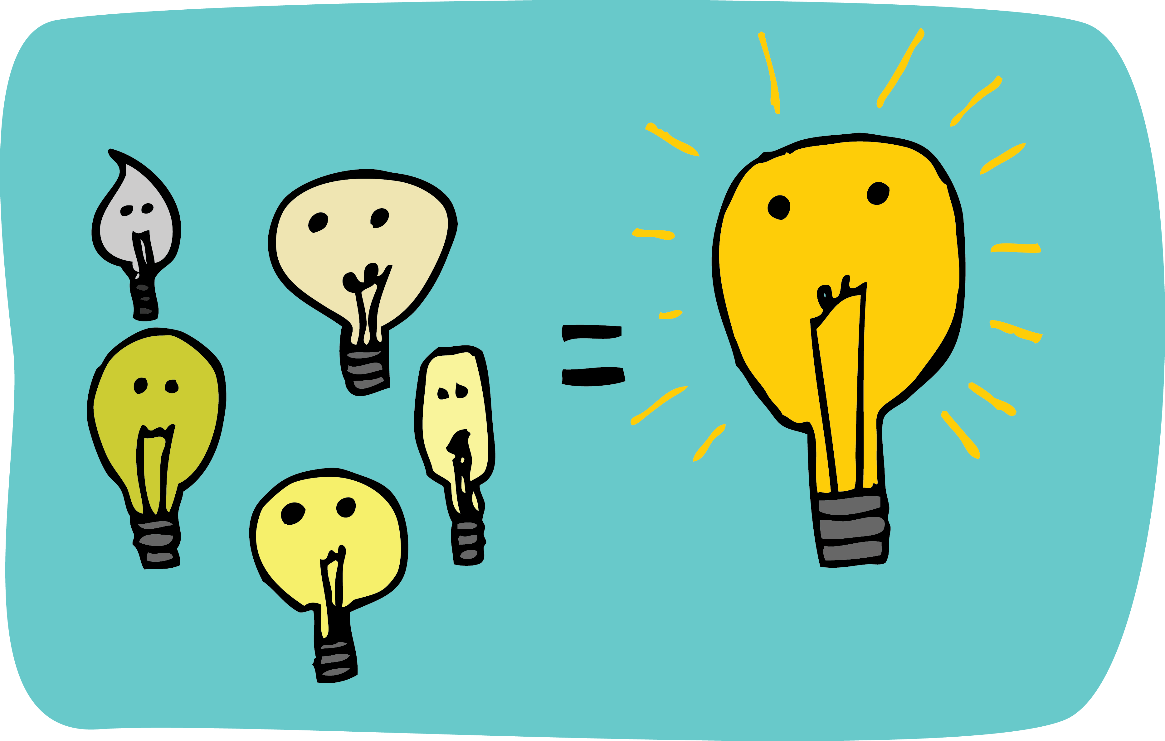 brainstorming small lightbulbs combined become a big idea